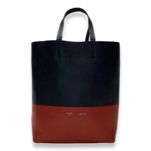 Vertical Cabas Small Blue Tote Bag in Calfskin, Gold hardware
