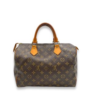 Speedy Top Handle Bag 30 Brown in Monogram Coated Canvas, Gold hardware