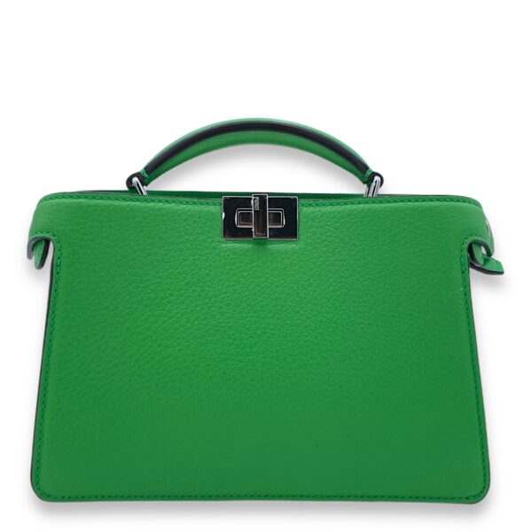 ISeeU Small Green Top Handle Bag in Calfskin, Silver hardware