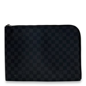 Pochette Document Damier Graphite Clutch in Coated Canvas, Silver hardware