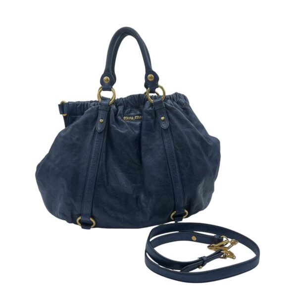 Vitello Lux Blue Top Handle Bag in Distressed Leather, Gold hardware - Image 12