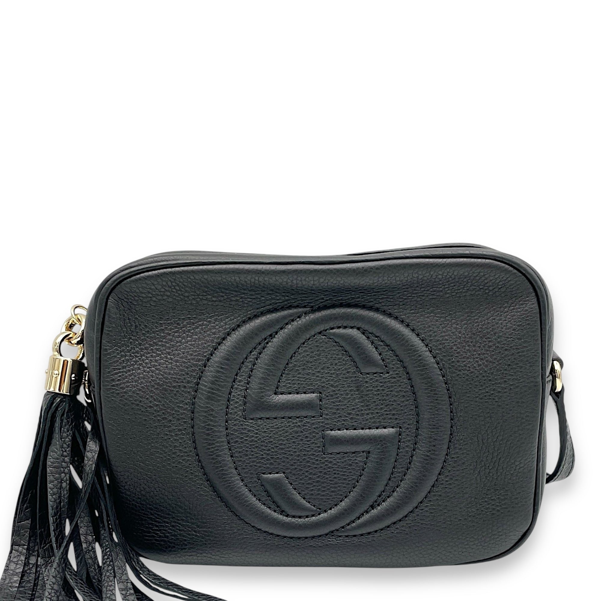 Soho Black Crossbody Bag in Calfskin, Gold hardware