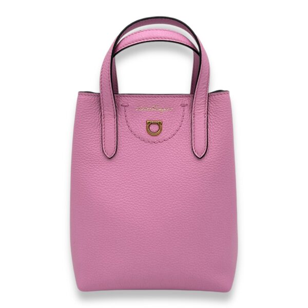 Top Handle Bag Mini Pink in Calfskin, Gold hardware