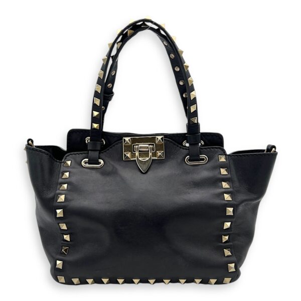 Rockstud Top handle bag in Calfskin, Silver Hardware