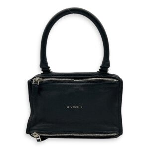 Pandora Top Handle Bag Black in Goat Leather, Silver hardware