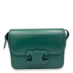 Triomphe Shoulder Bag Green in Calfskin, Gold hardware