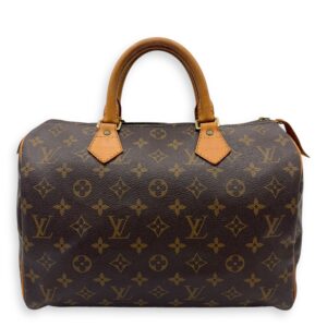 Speedy 30 Brown Top Handle Bag in Monogram Coated Canvas, Gold hardware