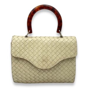 Vintage Beige Top Handle Bag in Intreciatto, Silver hardware