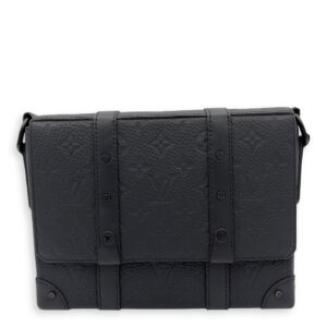 Trunk PM Black Crossbody Bag in Taurillon Monogram Leather, Lacquered Metal hardware