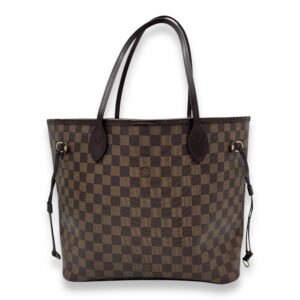 Neverfull MM Brown Tote Bag in Coated Canvas, Gold hardware