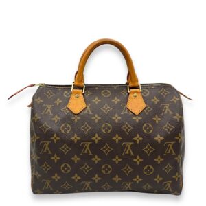 Speedy Top Handle Bag 30 Brown in Monogram Coated Canvas, Gold hardware