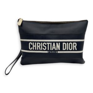 Vibe Daily Blue Pouch in Calfskin, Gold hardware