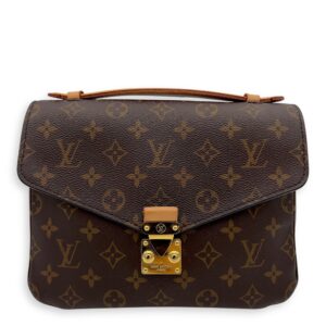 Metis Top Handle Bag Brown in Monogram Coated Canvas, Gold hardware