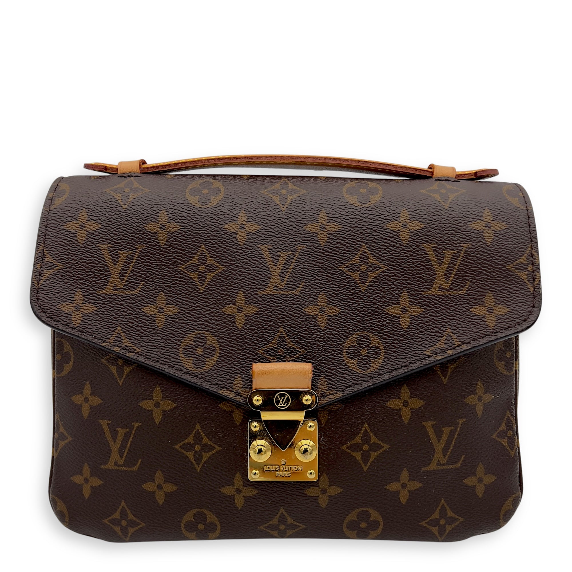 Metis Top Handle Bag Brown in Monogram Coated Canvas, Gold hardware