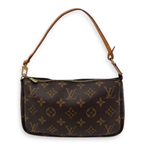 Pochette Shoulder Bag Brown in Monogram Coated Canvas, Gold hardware