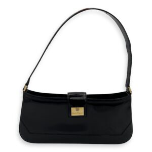 Vintage Top Handle Bag Small Black in Patent Leather, Gold hardware