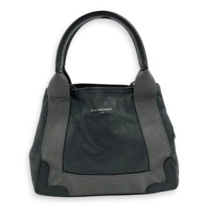 Navy Cabas Black Top Handle Bag in Calfskin