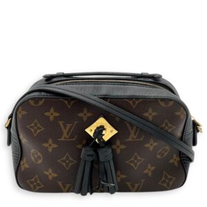 Saintonge Crossbody Bag Small Black in Monogram Coated Canvas, Gold hardware