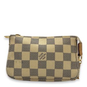 Pochette Accessoires Mini Damier Azur Pouch in Coated Canvas, Gold hardware