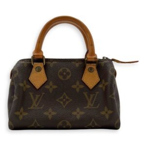 Speedy Top Handle Bag Nano Brown in Monogram Coated Canvas, Gold hardware