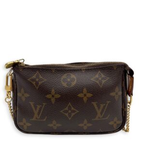 Pochette Clutch Mini Brown in Monogram Coated Canvas, Gold hardware