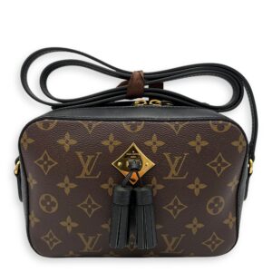 Saintonge Crossbody Bag Brown in Coated Canvas, Gold hardware