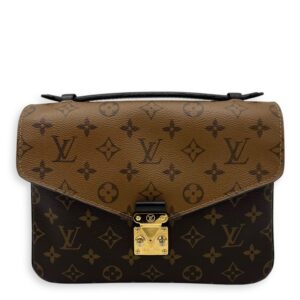 Pochette Metis Brown Top Handle Bag in Monogram Coated Canvas, Gold hardware