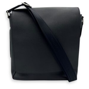 Milo Blue Messenger in Taiga Leather, Silver hardware