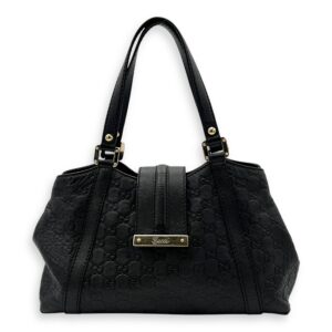 Guccissima Shoulder Bag Black in Calfskin, Gold hardware