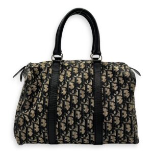 Trotter Blue Top Handle Bag in Jacquard, Silver hardware