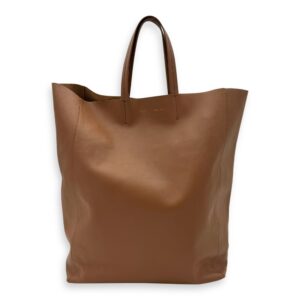 Vertical Cabas Brown Top Handle Bag in Calfskin, Gold hardware
