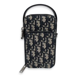 Oblique Crossbody Bag Micro Blue in Canvas, Silver hardware