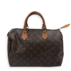 Speedy Top Handle Bag 30 Brown in Monogram Coated Canvas, Gold hardware