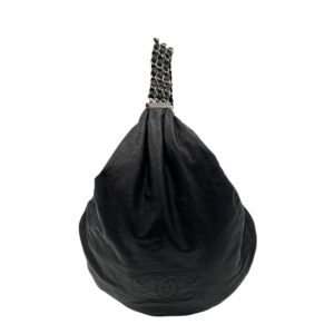 Triple Chain Shoulder Bag Black in Calfskin, Silver hardware