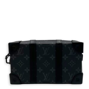 Soft Trunk Crossbody Bag Black in Monogram Coated Canvas, Lacquered Metal hardware