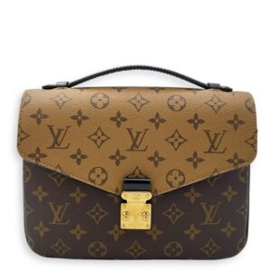 Pochette Metis Brown Crossbody Bag in Monogram Coated Canvas, Gold hardware