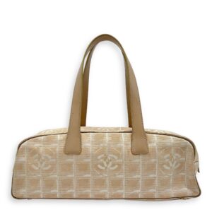 Travel Line Top Handle Bag Beige in Canvas, Gold hardware