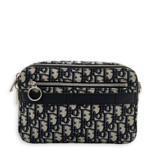 Safari Crossbody Bag Blue in Jacquard, Silver hardware