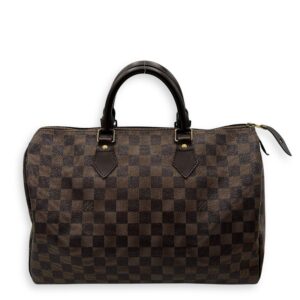 Speedy Top Handle Bag 35 Damier Ebene in Coated Canvas, Gold hardware