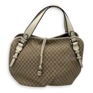 Vintage Macadam Top Handle Bag White in Jacquard, Gold hardware