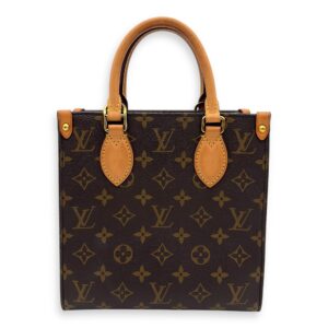 Sac Plat Top Handle Bag BB Brown in Monogram Coated Canvas, Gold hardware