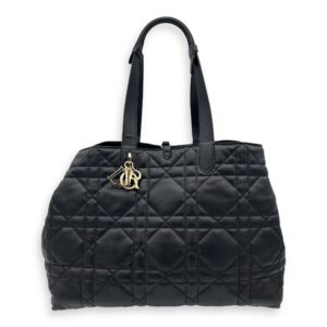 Toujours Large Black Top Handle Bag in Lambskin, Gold hardware