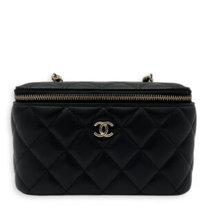 Pearl Crush Vanity Bag Black in Lambskin, Gold hardware