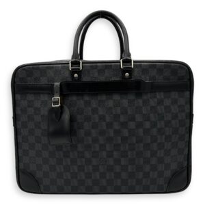 Porte document voyage Messenger Black in Coated Canvas, Silver hardware