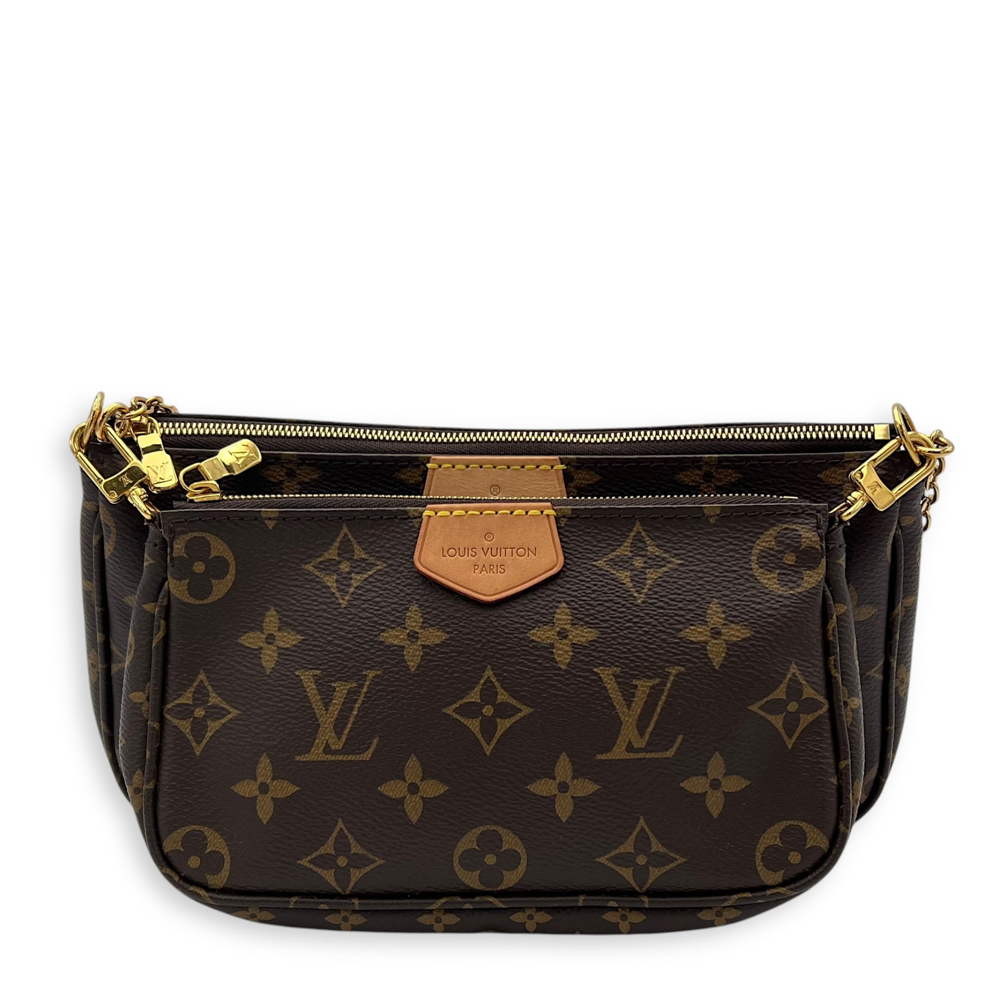 Multi-Pochette Accessoires Crossbody Bag Brown in Monogram Coated Canvas, Gold hardware