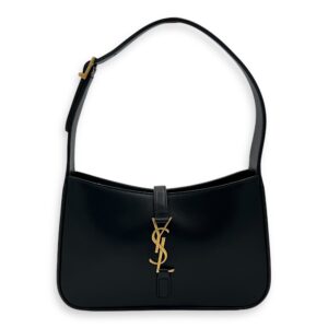 Le 5 A 7 Shoulder Bag Black in Calfskin, Gold hardware
