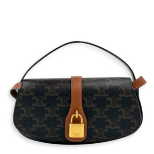 Tabou Shoulder Bag Brown in Coated Canvas, Gold hardware