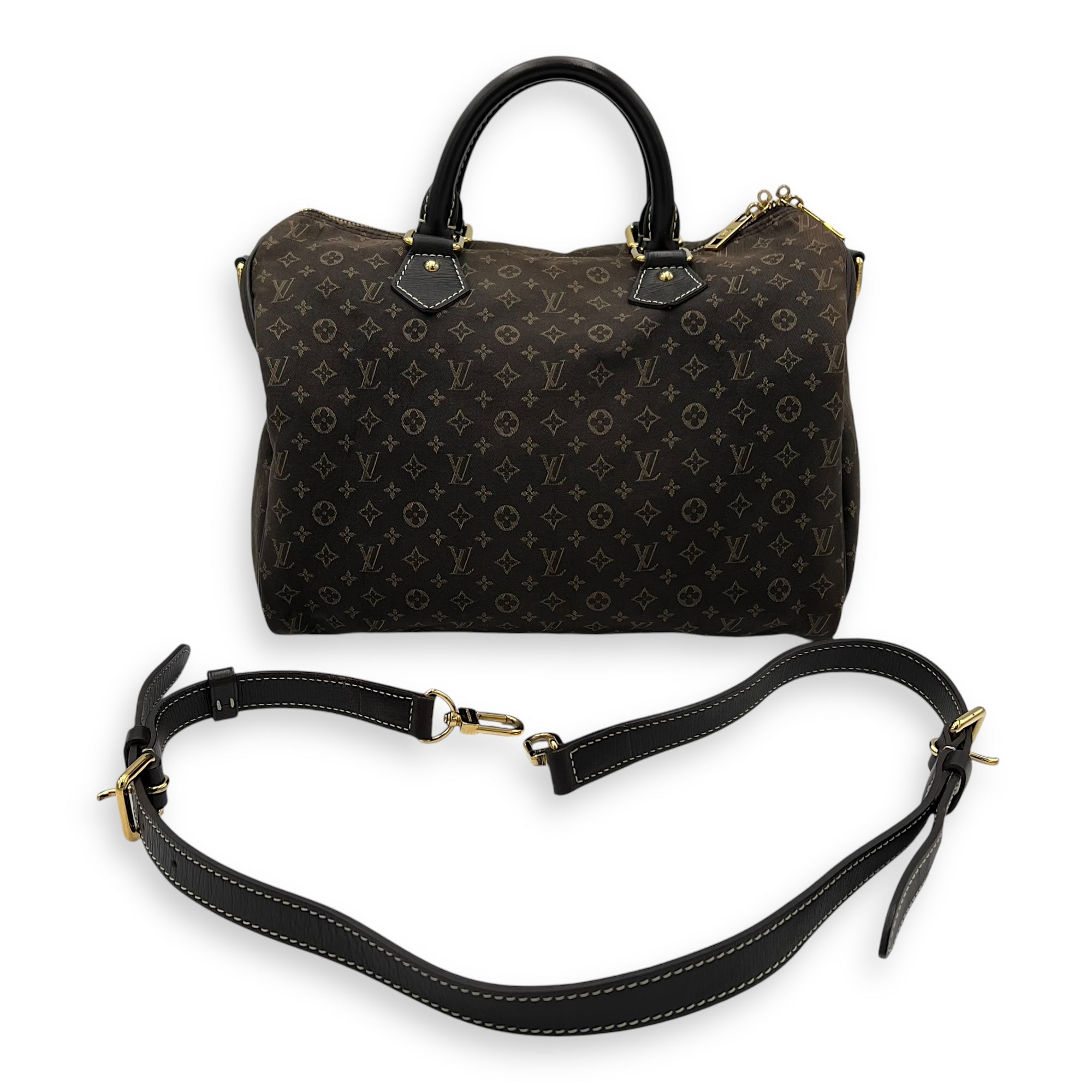 Speedy Bandouliere Monogram Mini Lin Top Handle Bag in Jacquard, Gold hardware - Image 7
