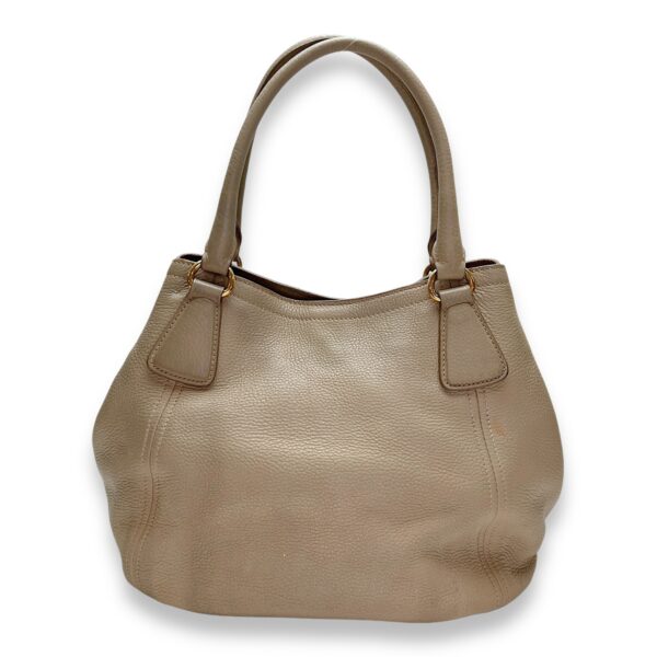 Logo Beige Top Handle Bag in Calfskin, Gold hardware - Image 2