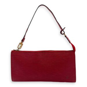 Pochette Accessoires Red Shoulder Bag in Epi Leather, Gold hardware